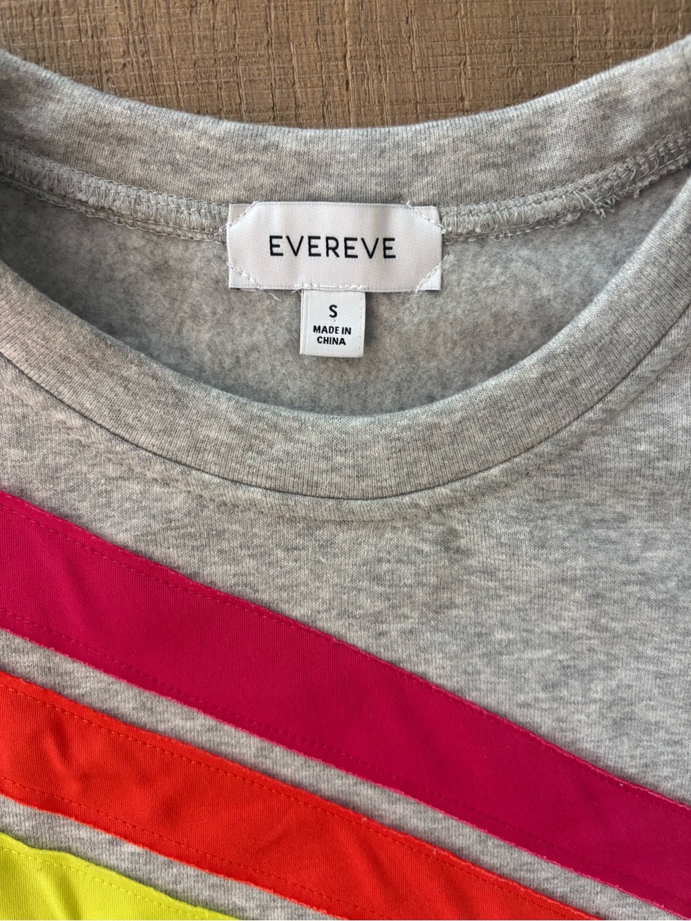 Evereve Women's Grey Sweatshirt with Rainbow Stripes - Picture 2 of 4
